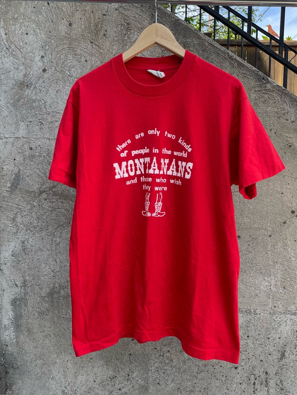 Vintage funny Montana cowboy boots shirt size large made in USA